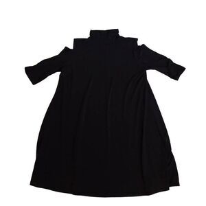 Clara Sun Woo Womens Mock Neck Cold Shoulder Mini Dress Black Size Medium